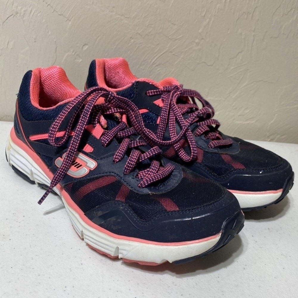 Skechers Womens Alignment Navy Pink 11642 Lightweight Sneakers Sz 8.5.